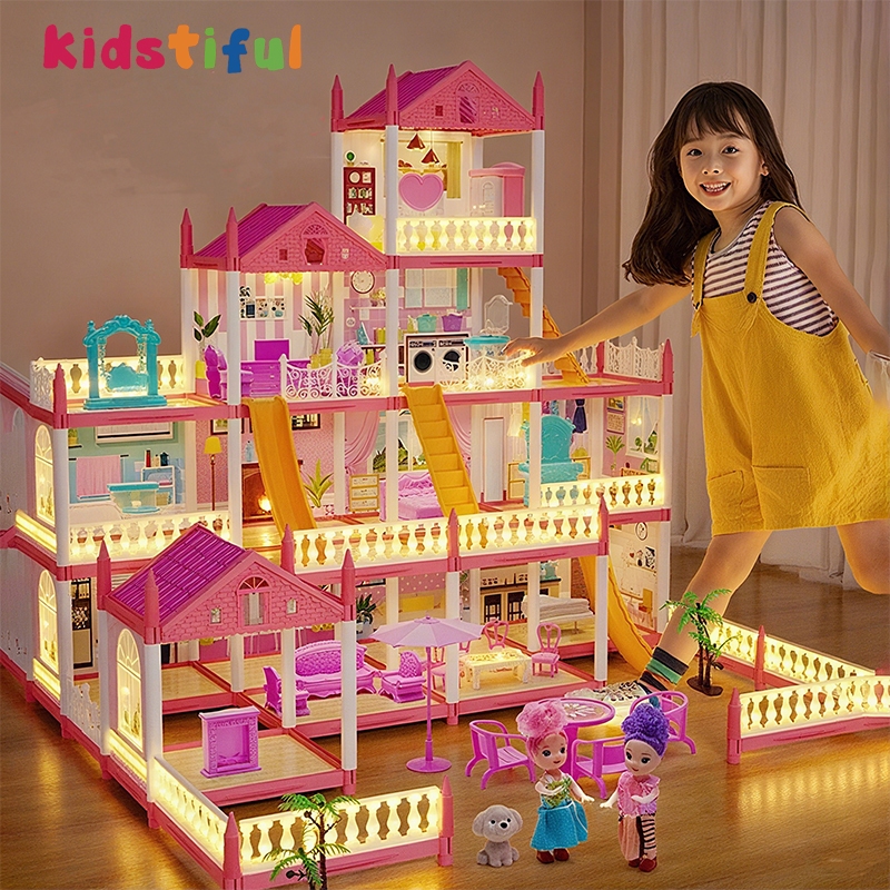 Brinquedo Casa De Boneca 14 Quartos Com Luz LED Presente Para Menina em Oferta na Shopee
