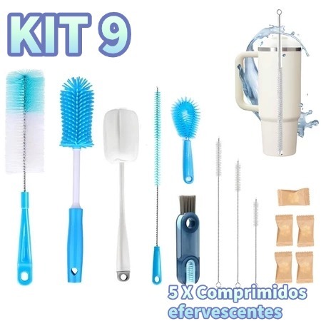 Conjunto De 9 Escovas De Limpeza Multiuso Com Cabo Longo, Escova De Canudo, Escova De Limpeza De Copos