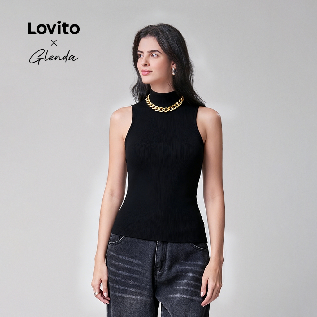 Lovito x Glenda Regata Feminina de Tricô Estampada LB743BRL773 em Oferta na Shopee
