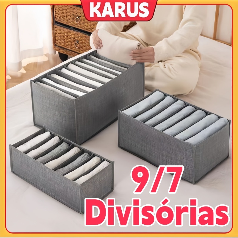 Caixa De Armazenamento 7/9 Divisórias Gaveta De Armário Meias Organizador De Guarda-Roupa