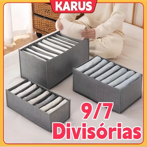 Caixa De Armazenamento 7/9 Divisórias Gaveta De Armário Meias Organizador De Guarda-Roupa