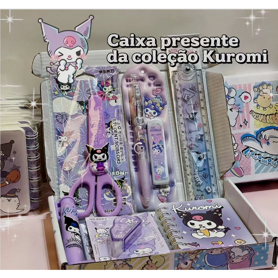 Sanrio Conjunto de papelaria Kuromi Conjunto de papelaria Kuromi de papelaria Conjunto de Kuromi