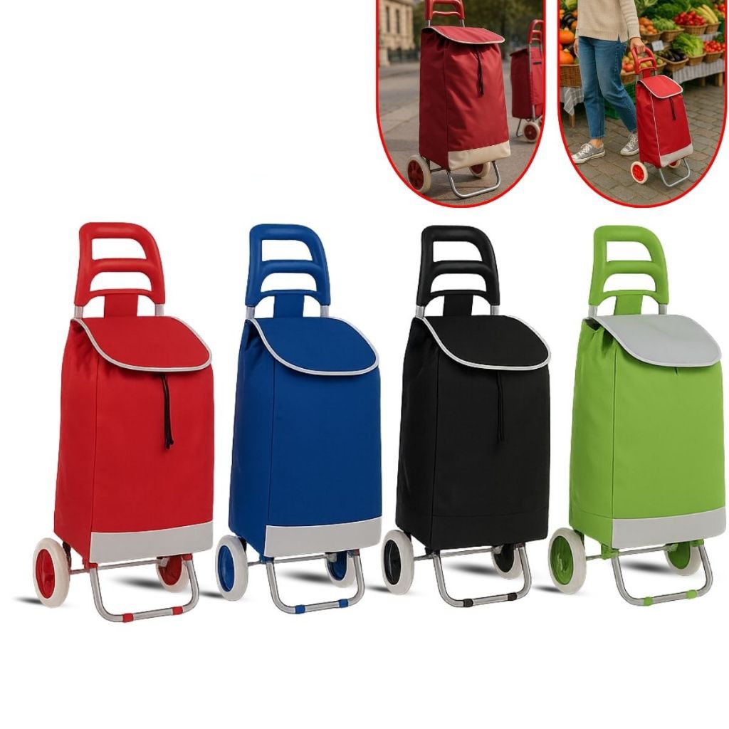 Haosin Carrinho De Compras Para Mercado/Supermercado , Reforçado , Dobrável , Com Saco Térmico , Suporta 30kg , Colorido em Oferta na Shopee