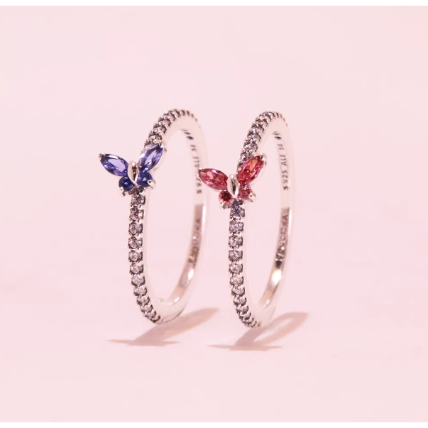 PAVÉ Anel Rosa Espumante Borboleta em Oferta na Shopee