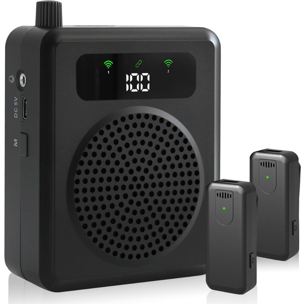 Amplificador De Voz Sem Fio Com Dois Microfones De Lapela , Portátil , Microfone Alto-Falante , Mini Megafone Clip on/Pr