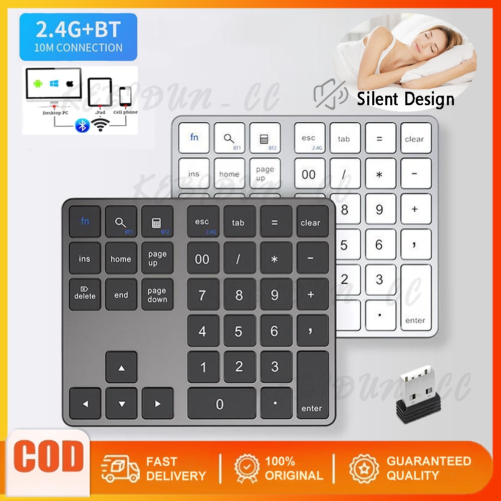 35 Teclas Teclado Duplo Bluetooth Sem Fio Número Pad 2 4G Recarregável Fino Para PC iOS Android Teclados Digitais em Oferta na Shopee