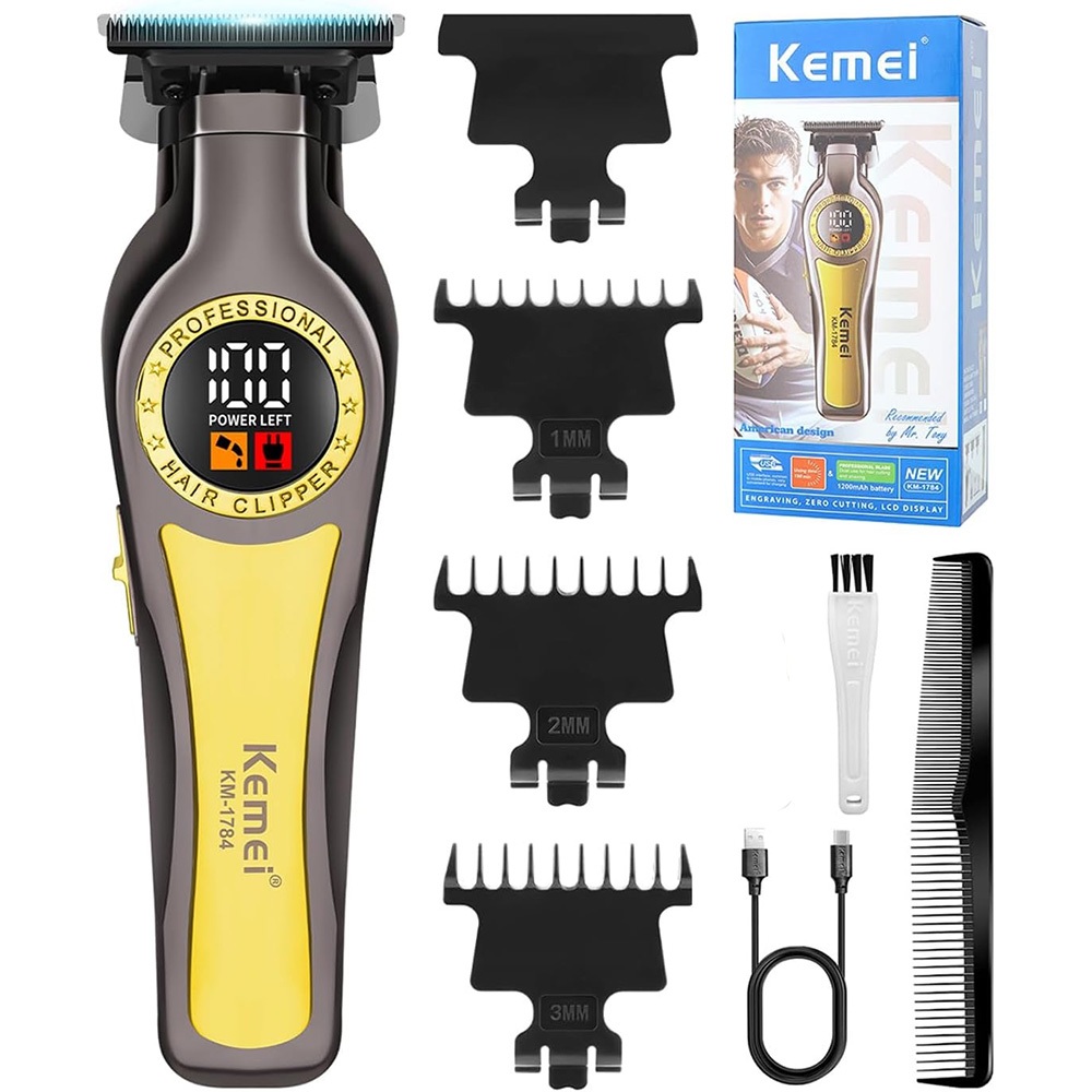 Kemei 1784 Máquina De Cortar Cabelo Profissional Masculina Sem Fio Aparador De Barba Elétrico Zero Lacuna T-Lâmina Corte