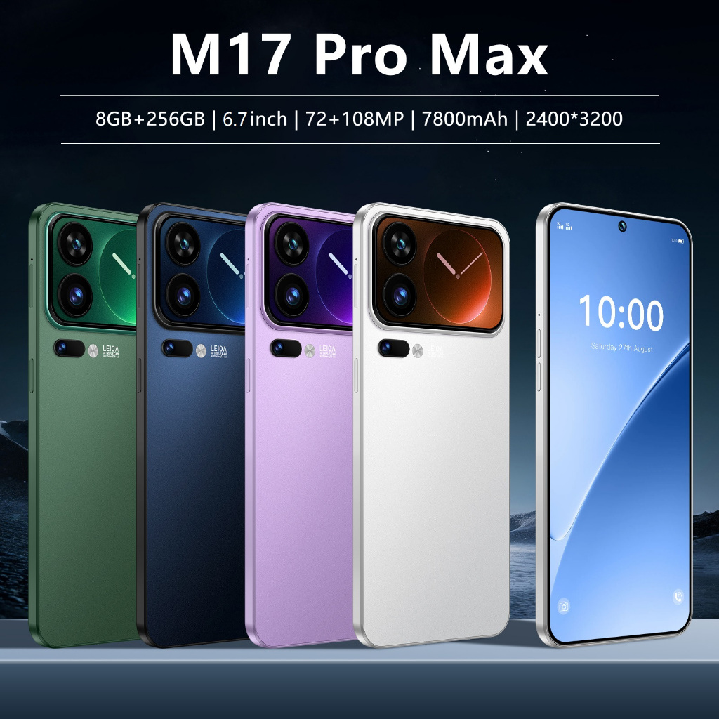 M17 Pro Max 4G/5G Novo SmartPhone Tela Ultra Clara De 6.7 Polegadas Grande Memória 8GB + 256GB Android 15.0
