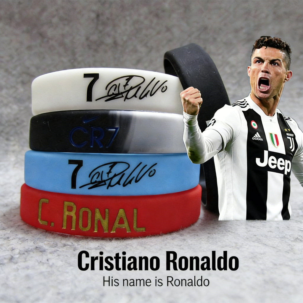 Pulseira De Silicone Trançado De Assinatura/Juventus No . 7/Cristiano Ronaldo