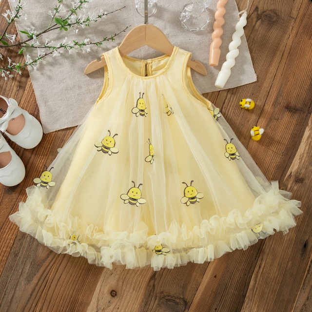 Little Bee Chiffon Bebê Menina Vestido De Princesa Verão Novas Roupas Infantis (9 Meses-4 Anos)