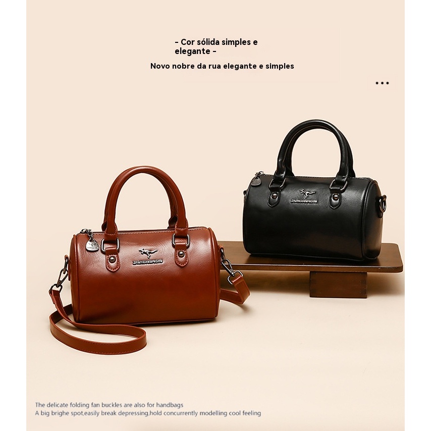 Anyan Bolsa de couro genuíno bolsa de ombro bolsa mensageiro bolsa cilíndrica bolsa canguru bolsa feminina bolsa pu Fash