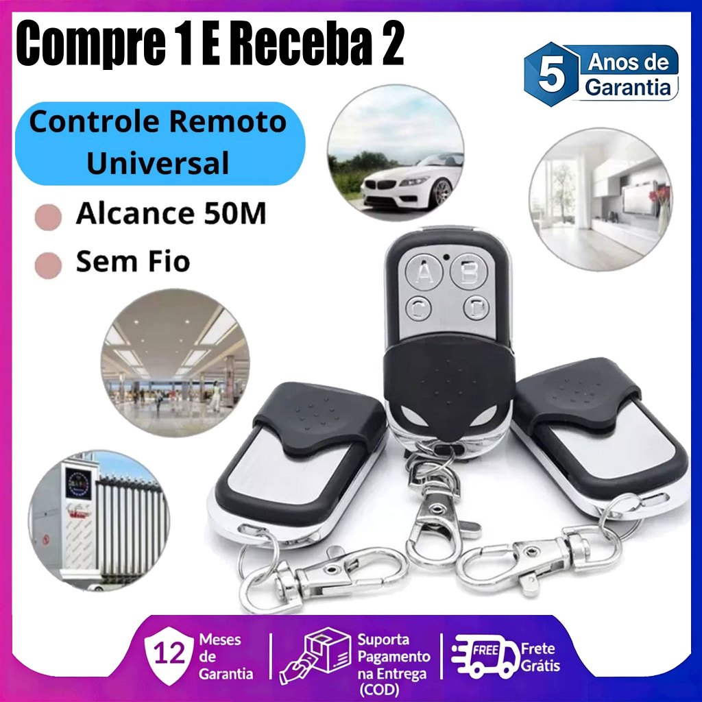 👍Qualidade Top👍Controle Remoto Universal para Portão Elétrico Eletrônico Garagem com Chaveiro 433mhz 4 Botões