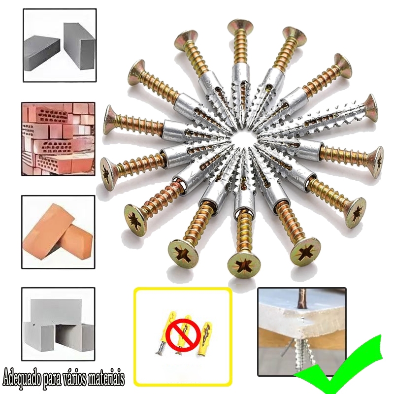 100 Conjuntos Parafusos Auto-Roscantes De Aço Carbono-De Furação Para Tubos De Expansão Metálica Serrilhados Sólidos em Oferta na Shopee