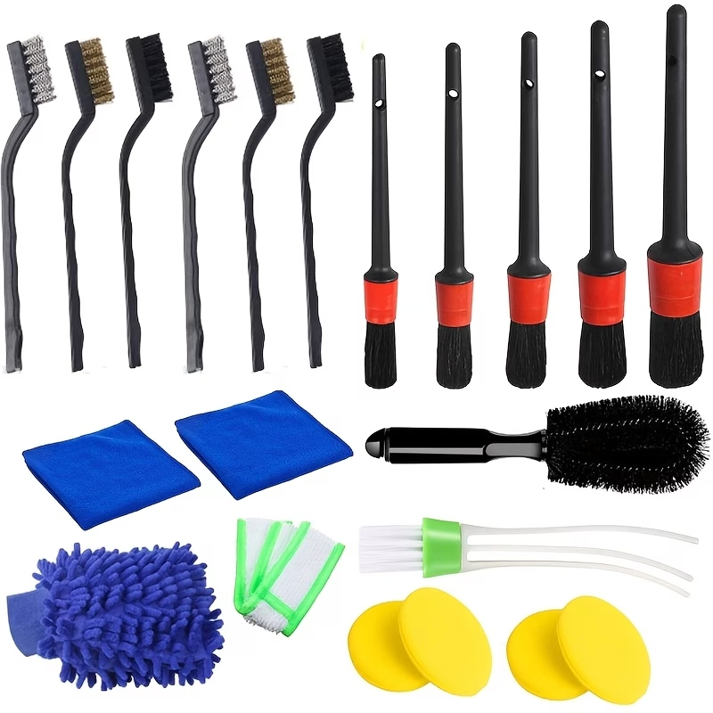 Kit Lavagem de Carro 20 Peças - Escovas, Luvas e Acessórios para Limpeza Automotiva Completa