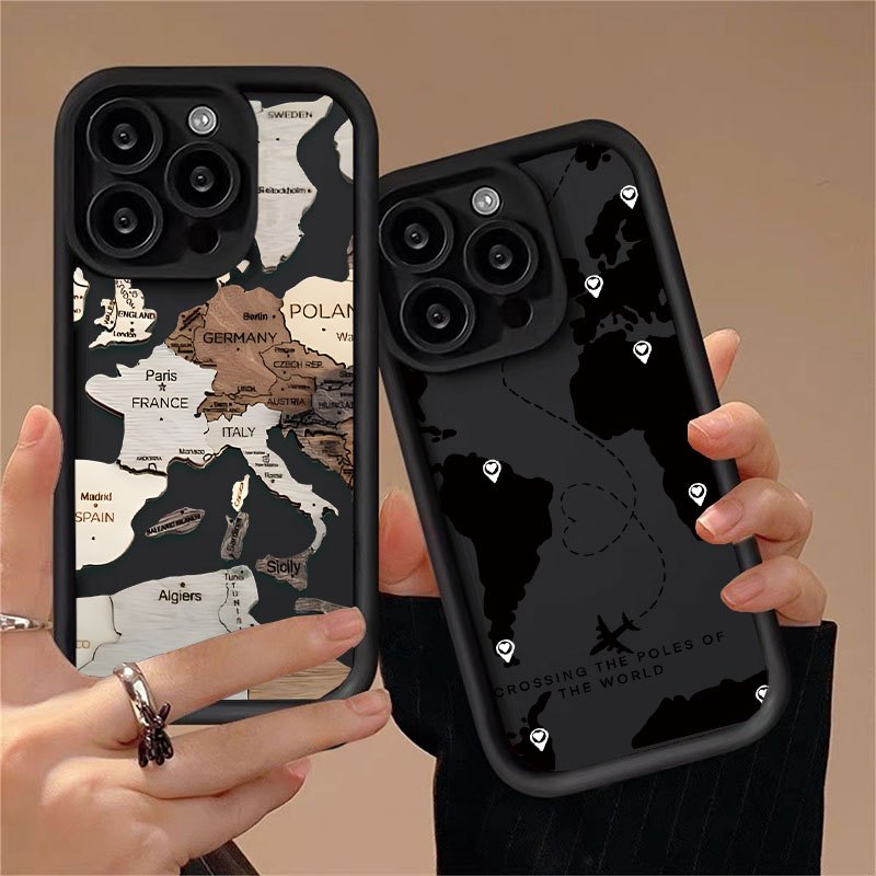 Capa Para Samsung S24 Ultra S24 Plus S23 FE S20 S22Ultra S21 A17 A07 A55 A10 A51 A71 A72 SoftCase Mapa Do Mundo MKCase