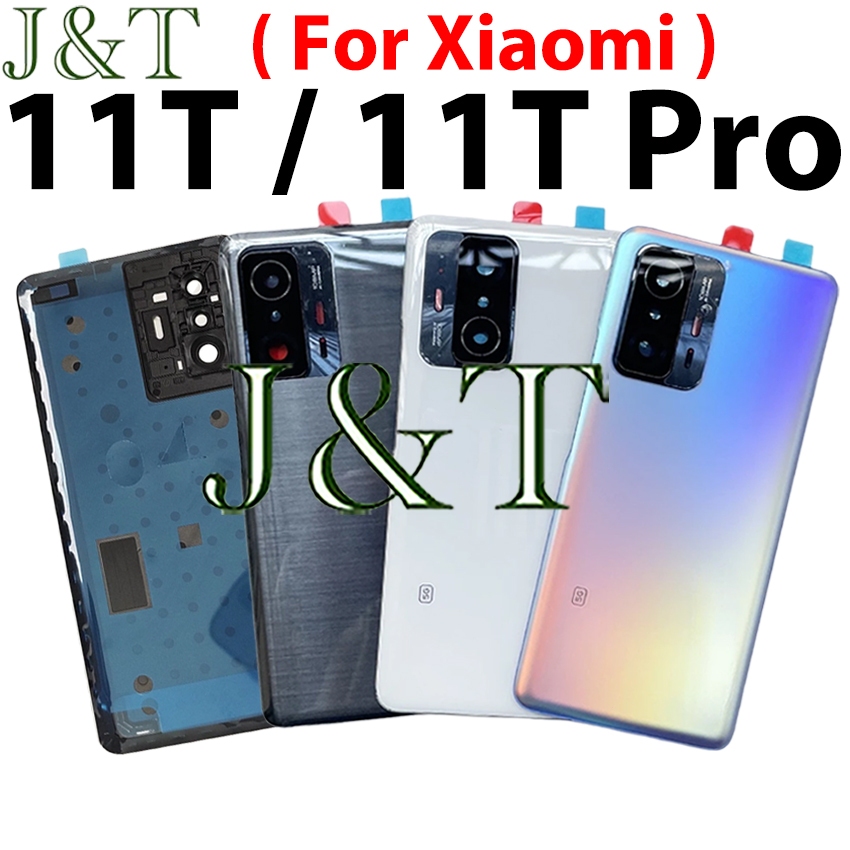 Capa Traseira De Vidro Para Xiaomi 11T/11T Pro 5G , Tampa Da Bateria , Porta , Caixa + Moldura Lente Câmera , Peças De R