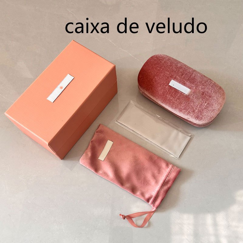 Estojo de óculos de veludo de alta qualidade com fivela de couro com zíper Estojo de óculos de sol para miopia Estojo de