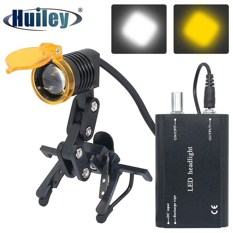 Farol Dental Com Clipe De Óculos Luz De Cabeça De Filtro Amarelo Para Bateria Recarregável em Oferta na Shopee