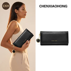 Uma carteira longa elegante e moderna para mulheres com um design de gancho único, carteira multifuncional perfeita para