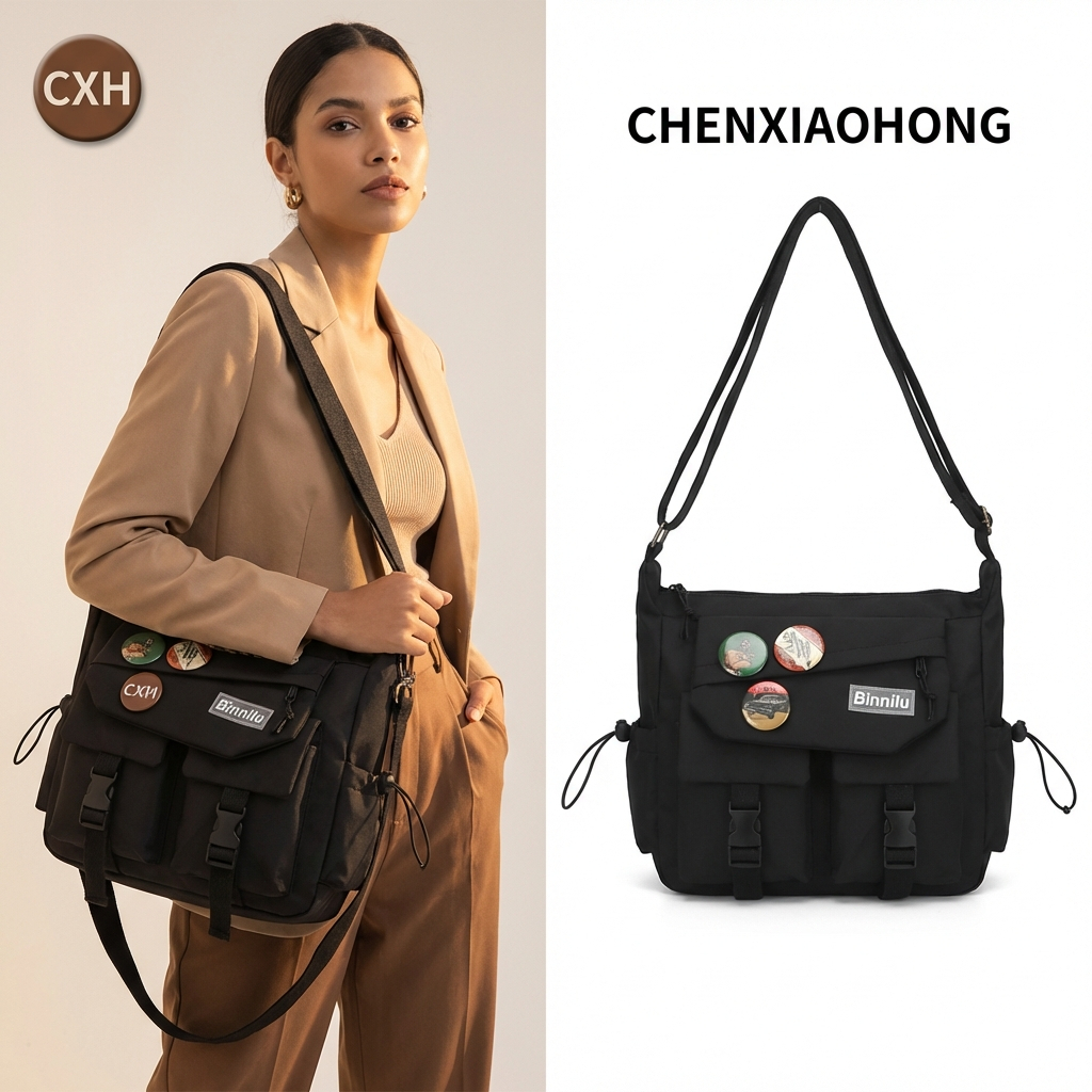 Bolsa Horizontal de Grande Capacidade para Homens e Mulheres, Bolsa de Lona em B