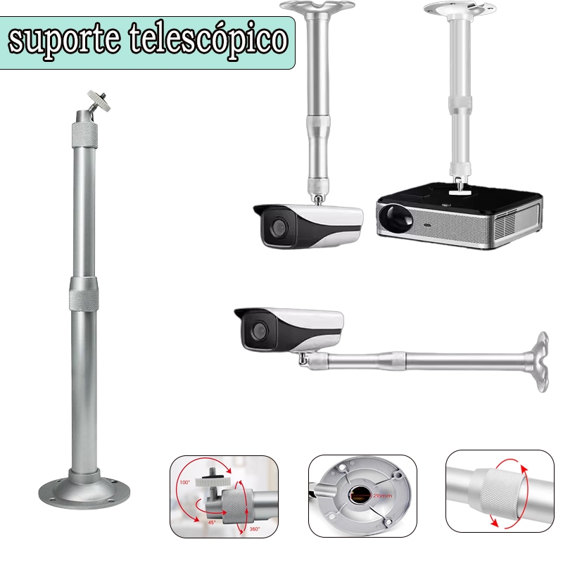 Suporte Metálico Ajustável para Projetor (30cm-60cm)–Modelo Universal para Montagem em Teto, Parede e Superfície Plana