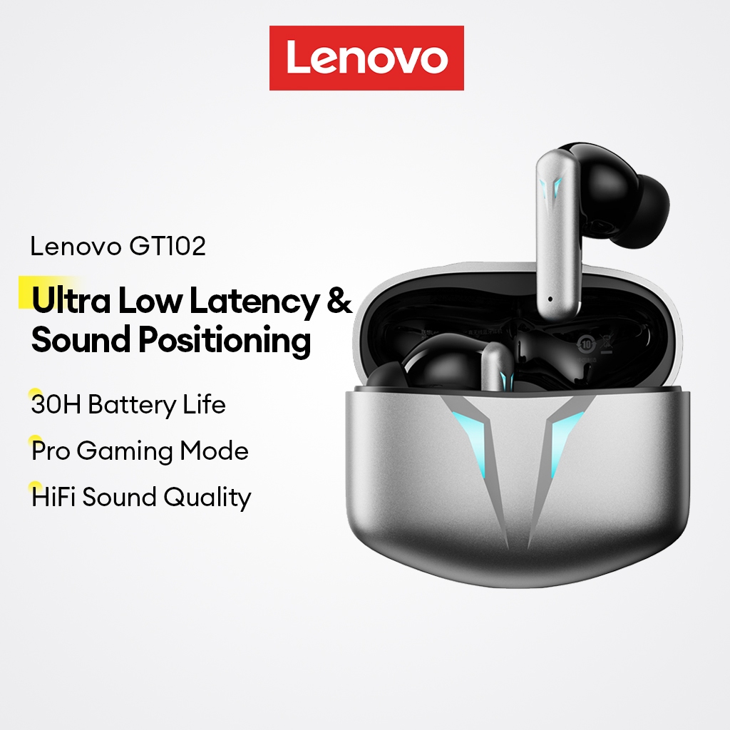 Fones De Ouvido Bluetooth Lenovo GT102 E Sem Fio Para Jogos Com Baixa Latência De 0.05s Posicionamento De Som Mais Bater em Oferta na Shopee