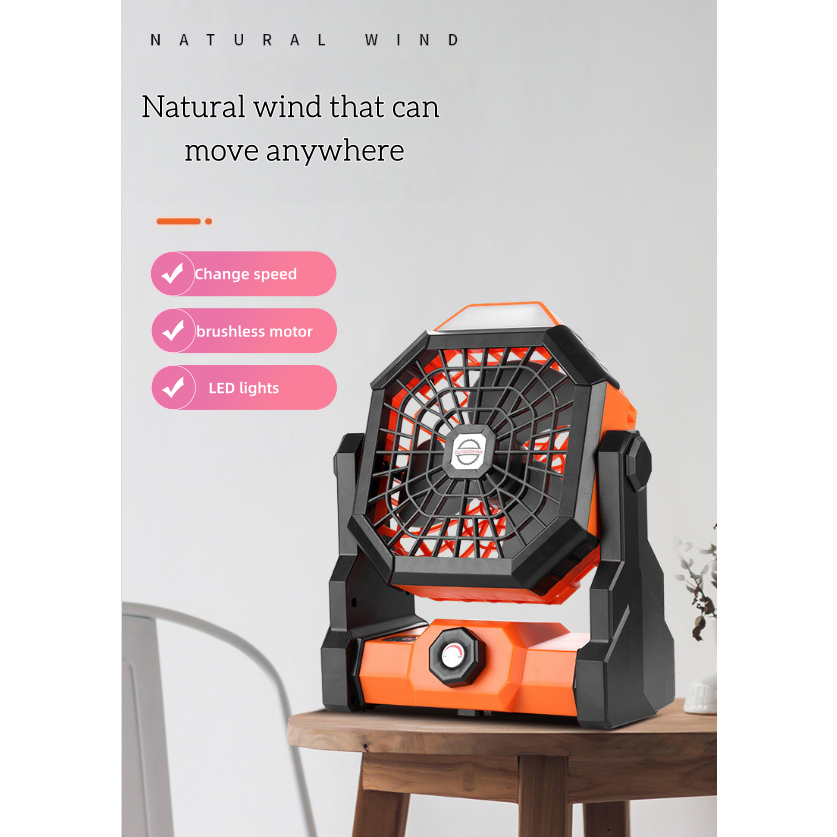 Ventilador De Acampamento Recarregável Portátil Com Led Luz Camping em Oferta na Shopee