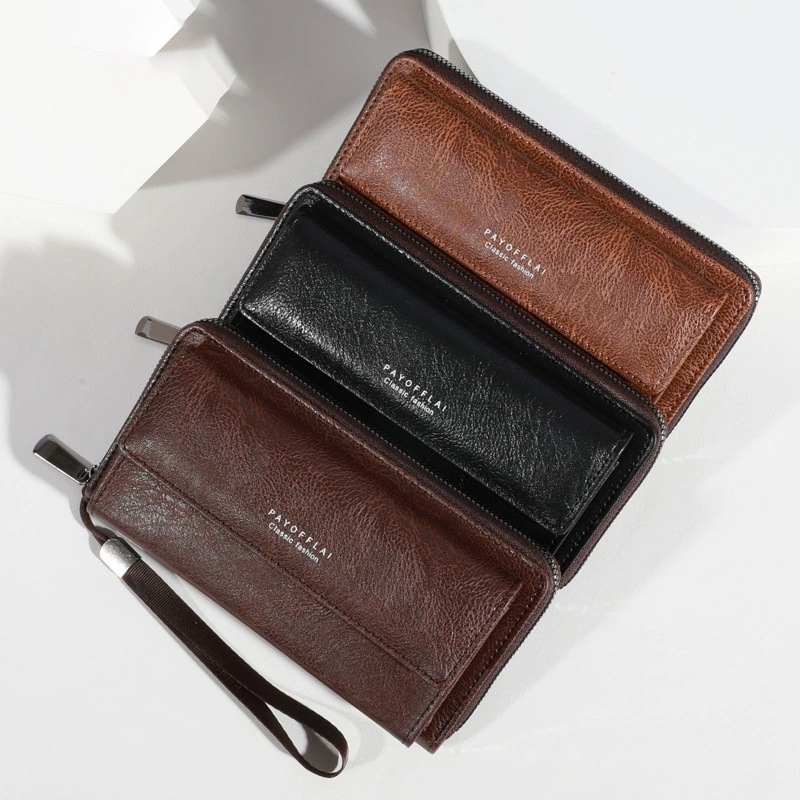 Carteira Masculina Com Zíper Longo – Suporte Para Telefone Em Couro PU De Grande Capacidade Compartimentos Vários Cartõe em Oferta na Shopee