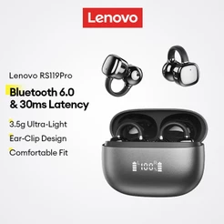 Fones De Ouvido Bluetooth Lenovo RS119Pro E Abertos Com 6.0 30 Ms De Baixa Latência Para Jogos Conforto Leve De 3.5g