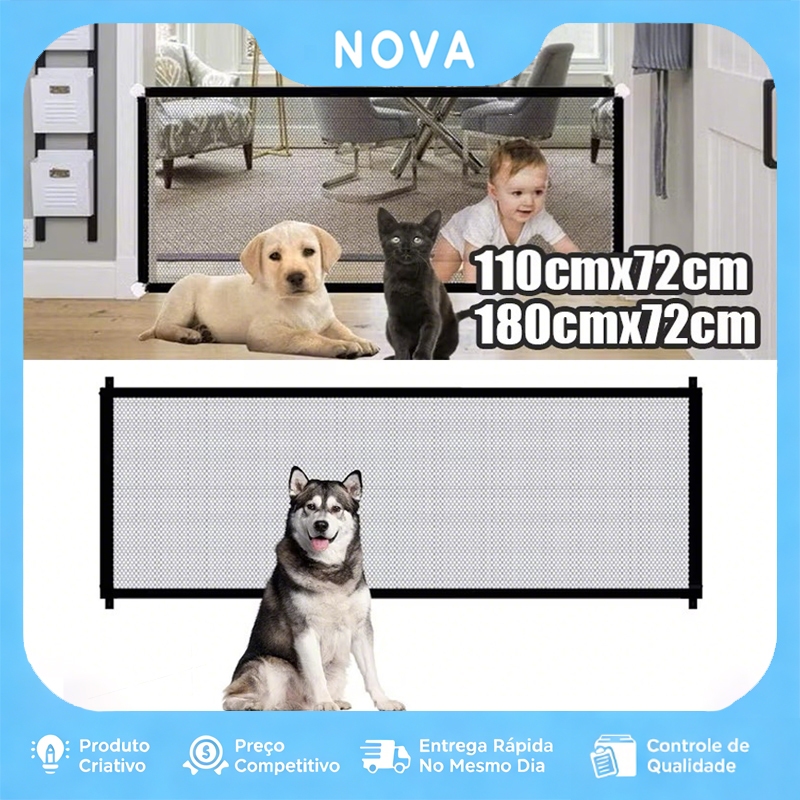 Grade Divisória para Pets Universal Cães Gatos com Ganchos Instalação sem Furos e Removível 180*72CM em Oferta na Shopee