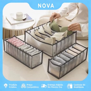 Kit 3 Organizadores De Gaveta-Caixa De Armazenamento De Malha Doméstica Para Meias Bolsa Dividida Guarda em Oferta na Shopee