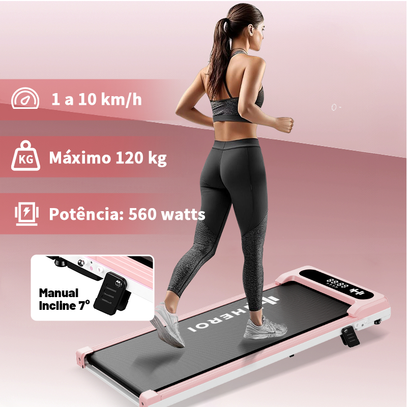 HEROI Esteira Elétrica (127V/220V), Rolamento de Carga Máxima 120kg, Fácil Armazenamento