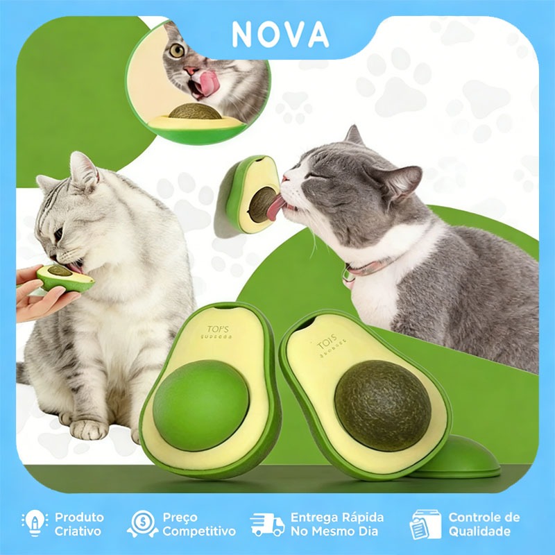 Abacate De Brinquedo Para Gatos Com Catnip Erva Gato Natural Bola de Lamber Limpeza dos Dentes Lanche