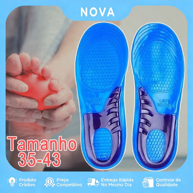 Par De Palmilha Silicone Gel Ortopédica para Dores nos Pés para Sapato