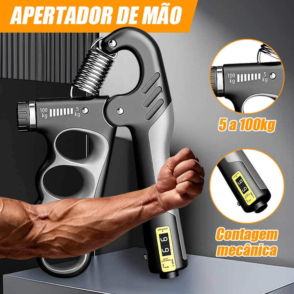 Hand Grip Mola Ajustável 5 A 100kg com Contador Exercícios Fisioterapia