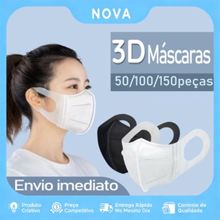 Kit 50/100/150 Máscara Descartavel de Proteção Adulto 3D Tripla Camada Com Clipe Nasal Modelo Coreano em Oferta na Shopee