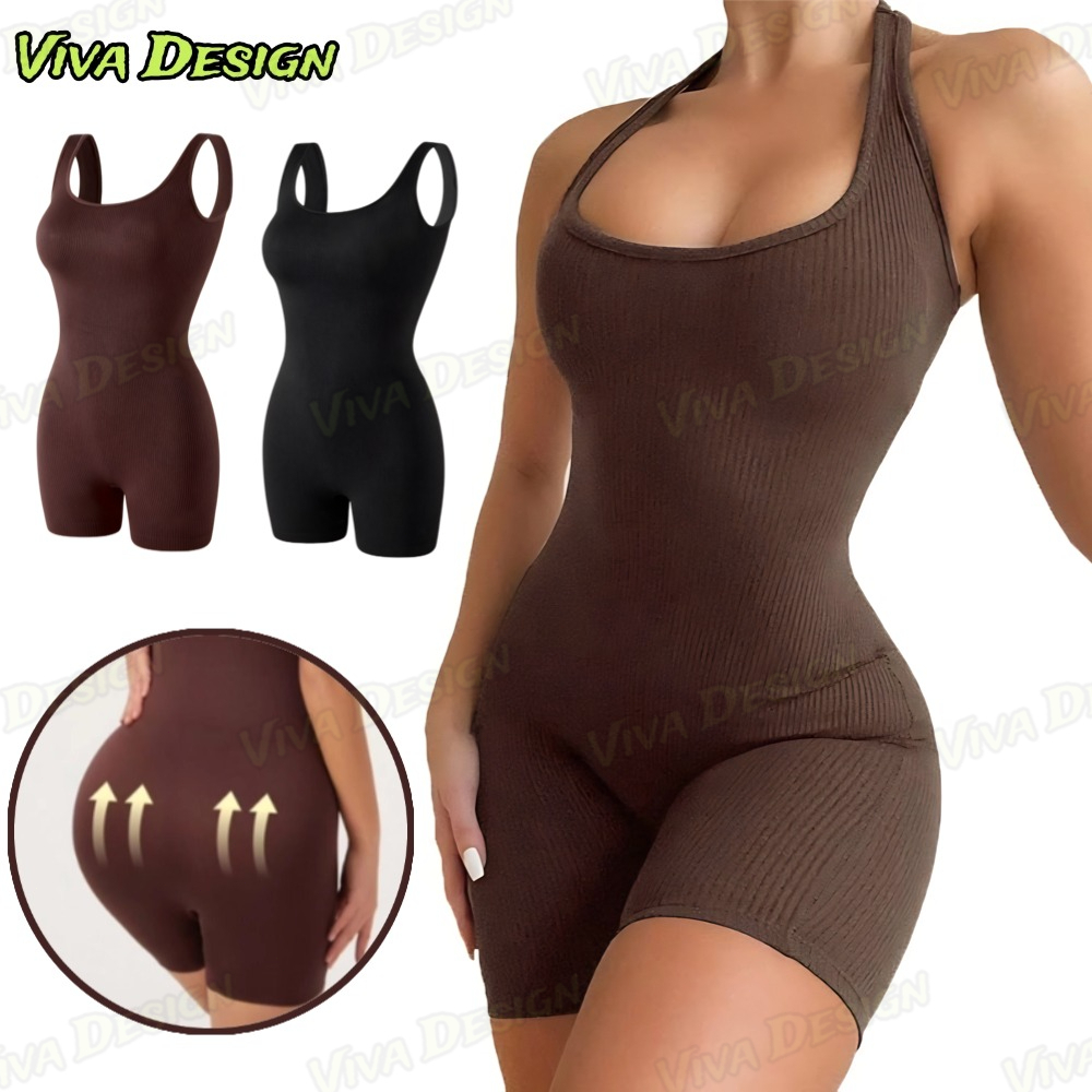 Macaquinho Feminino Canelado Curto Anarruga Ajustado Roupa Feminina Estilosa-viva