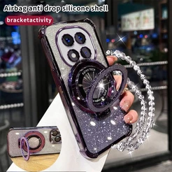 Para Xiaomi Redmi Nota 15 Pro Plus Note15 + 5G 4G Caso De Telefone Luxo Feminino Airbag Anti Queda Proteção Glitter Pó T