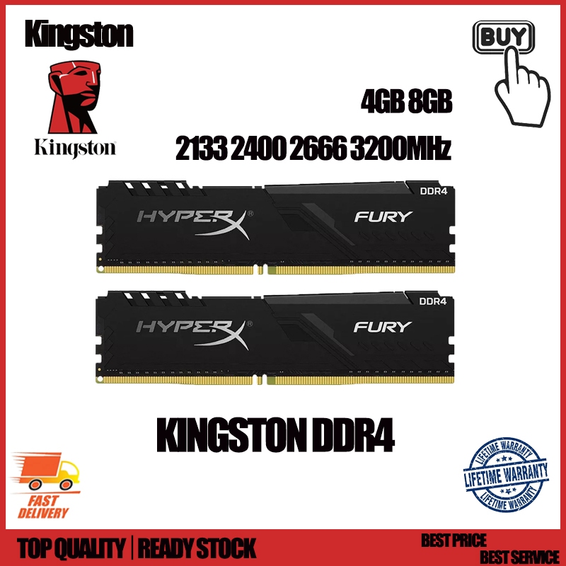 Kingston HyperX FURY RAM DDR4 4 Gb 8 2133/2400/2666/3200 Mhz PC4 PC Desktop DIMM Memória De 288 Pinos em Oferta na Shopee