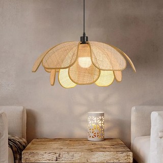 Lustres De Pétalas De Vime Minimalistas Japoneses , Luminária Pendente Retrô Feita À Mão No Teto Para Sala De Jantar , E