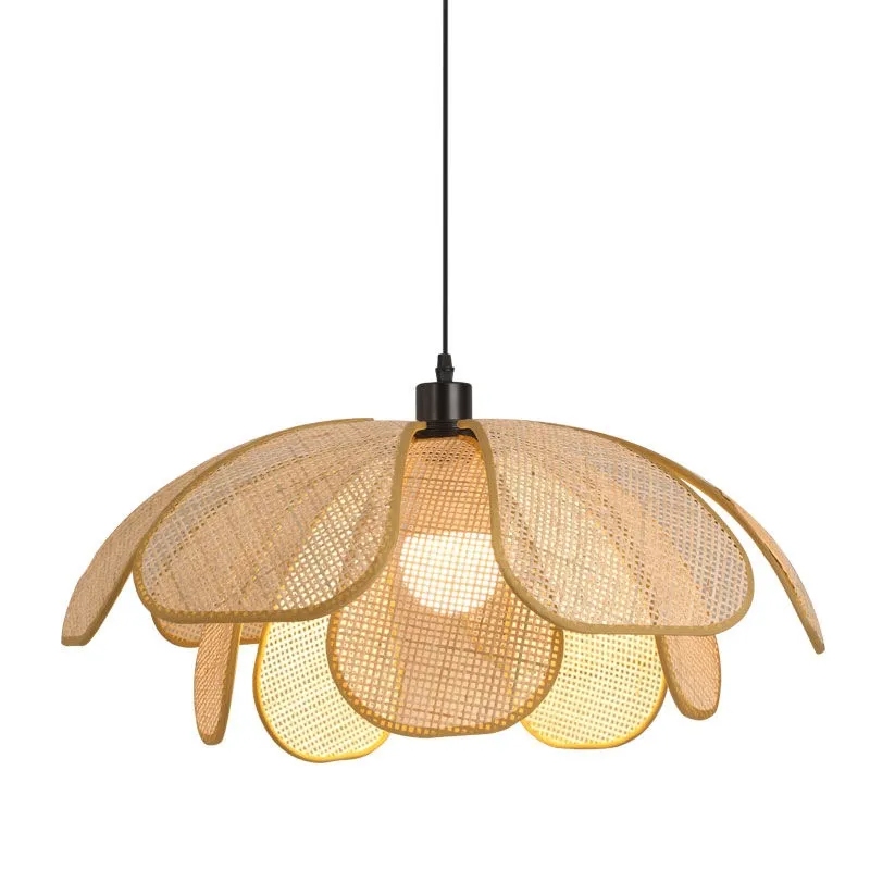 Lampu Gantung Rattan Artesanal Lustre Sala Jantar Pétalas Pendente Luminaria Teto Café, Sala De Estar, Ilha De Cozinha