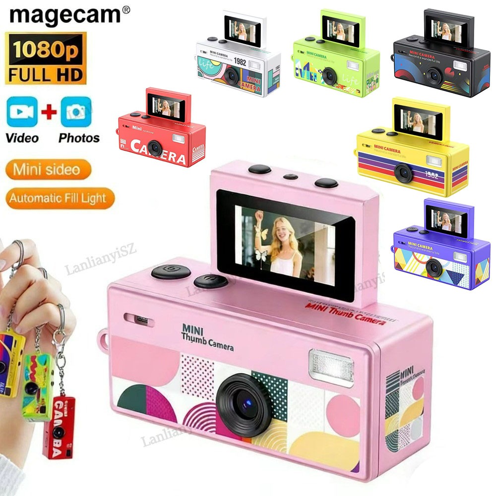 Flip Cover Câmera Digital 0.96 Polegada Chaveiro Retro Suporte Cartão De Memória 1080P Muito Pequeno Filmadora Gravador em Oferta na Shopee