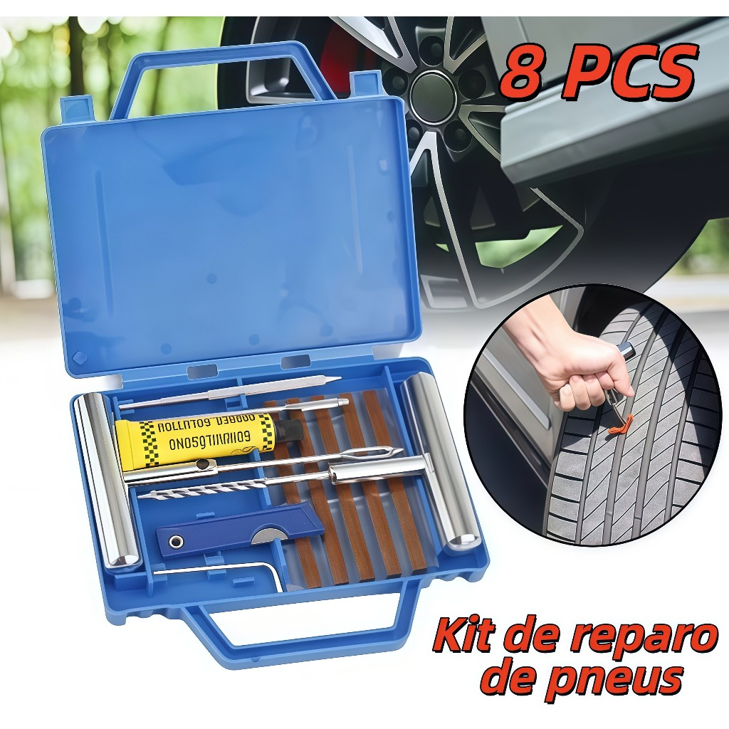 Kit Remendo Malete de Ferro Reparo Macarrão Pneu Carro Moto S/ Câmara metal + maletas em Oferta na Shopee