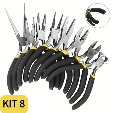 Kit 8 Jogo de Alicates p/ Corte Eletrônico Artesanato & Bijuterias Mini Alicate