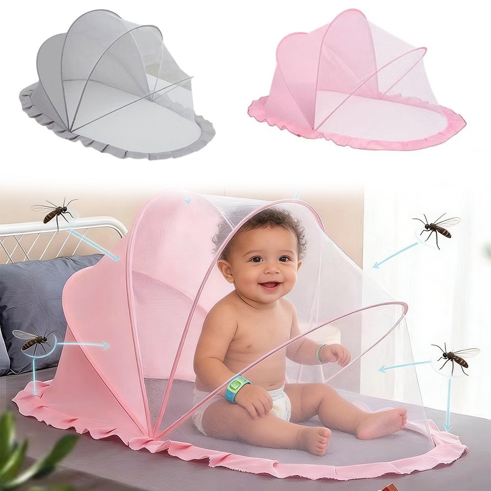 Rede Mosquiteira Infantil Dobrável Portátil 125x65x65cm Para Berço E Cama em Oferta na Shopee