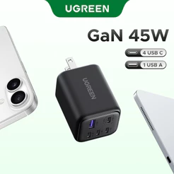 Carregador Rápido UGREEN Nexode 45W GaN De 5 Portas-4x USB-C E 1 A Para iPhone 17 Pro/Max , Samsung Galaxy S24 Ultra , i