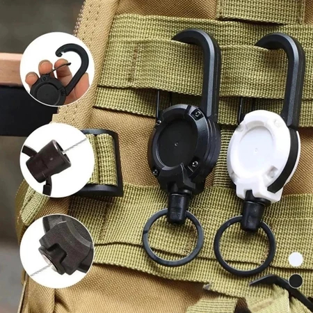 Chaveiro retrátil retrátil, mosquetão retrátil, corda elástica durável Anti-perda, adequado para mochila/bolsa