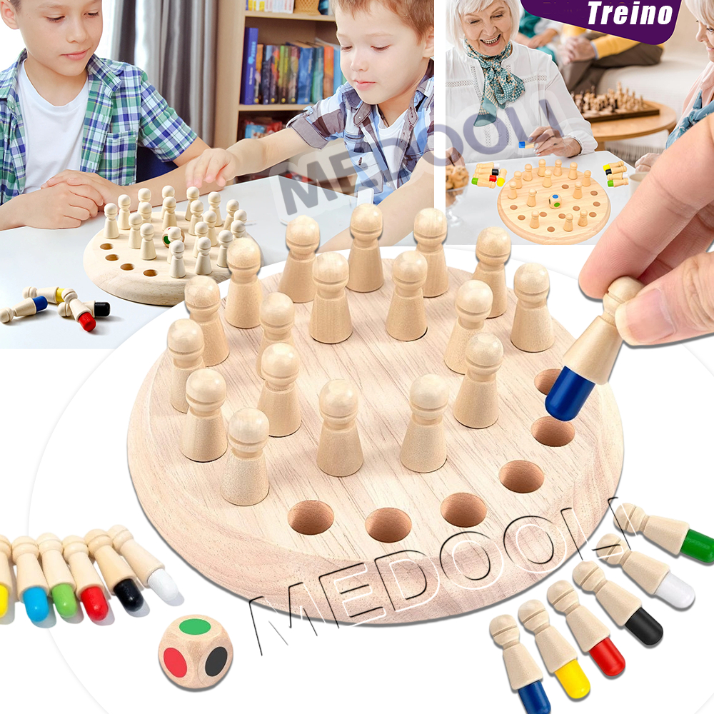 Jogo de Memória de Madeira Treino Cérebro para Crianças e Idosos | Brinquedo Educativo Interativo para Família em Oferta na Shopee
