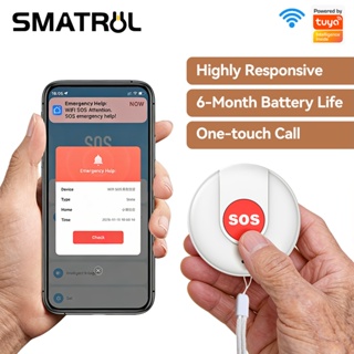 SMATRUL Tuya WiFi Smart SOS Call Button Wireless Caregiver Pager Transmissor De Alerta De Telefone Botão De Chamada De E em Oferta na Shopee