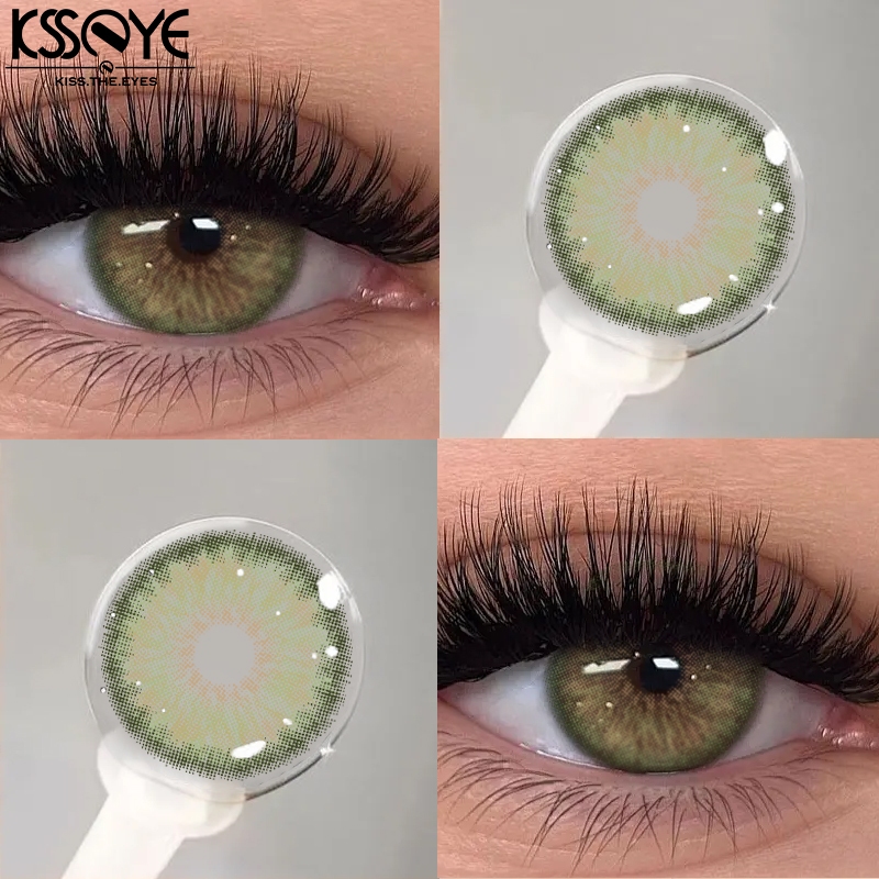1 pares lente de contato de cores KSSEYE Breeze série verde/gris 14,2 mm anual reduzir os alunos e design Iris